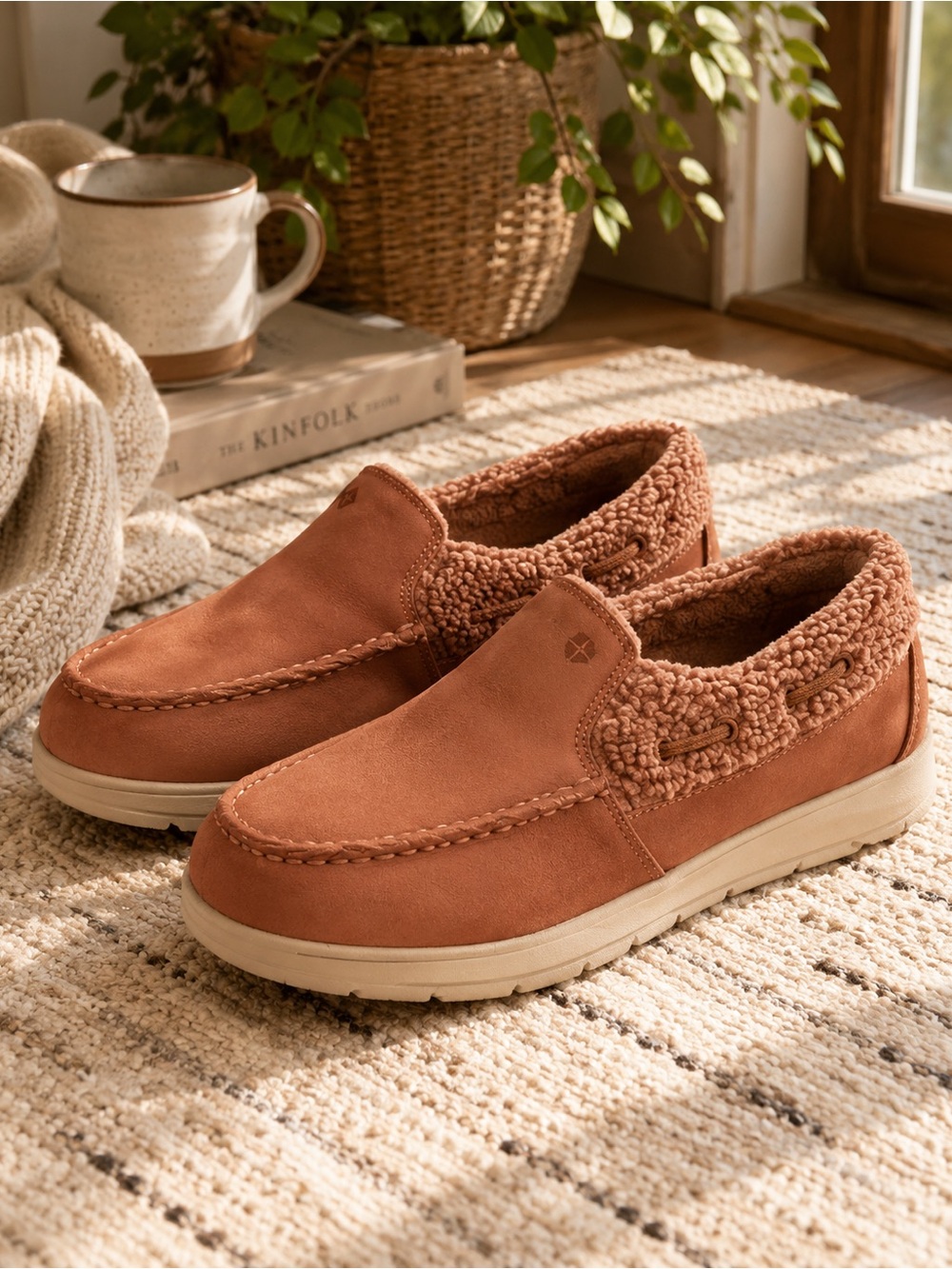 Muk Luks Women's Rust Brown Plush-Lined Slip-On Slippers